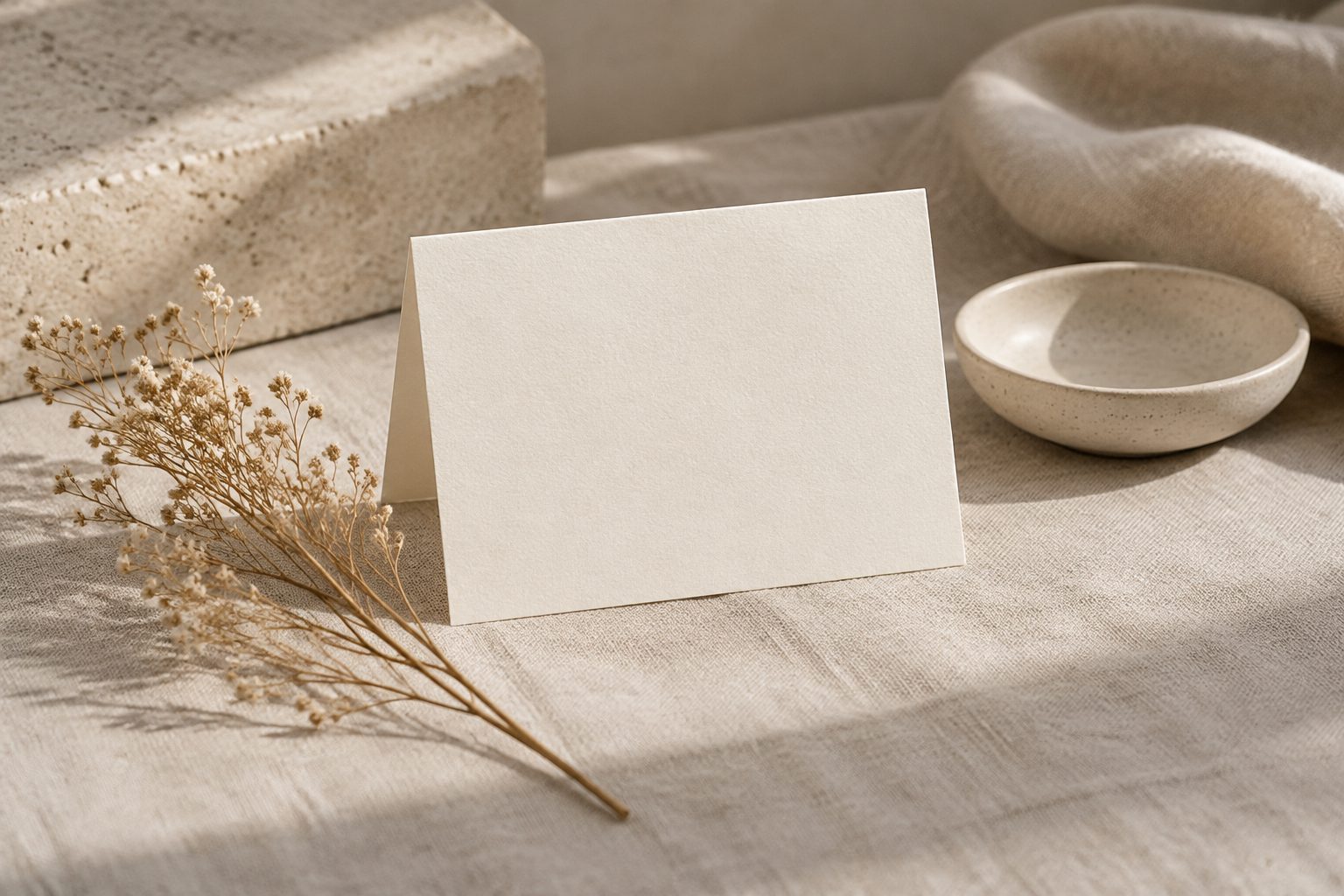 Tarjeta en blanco y lino