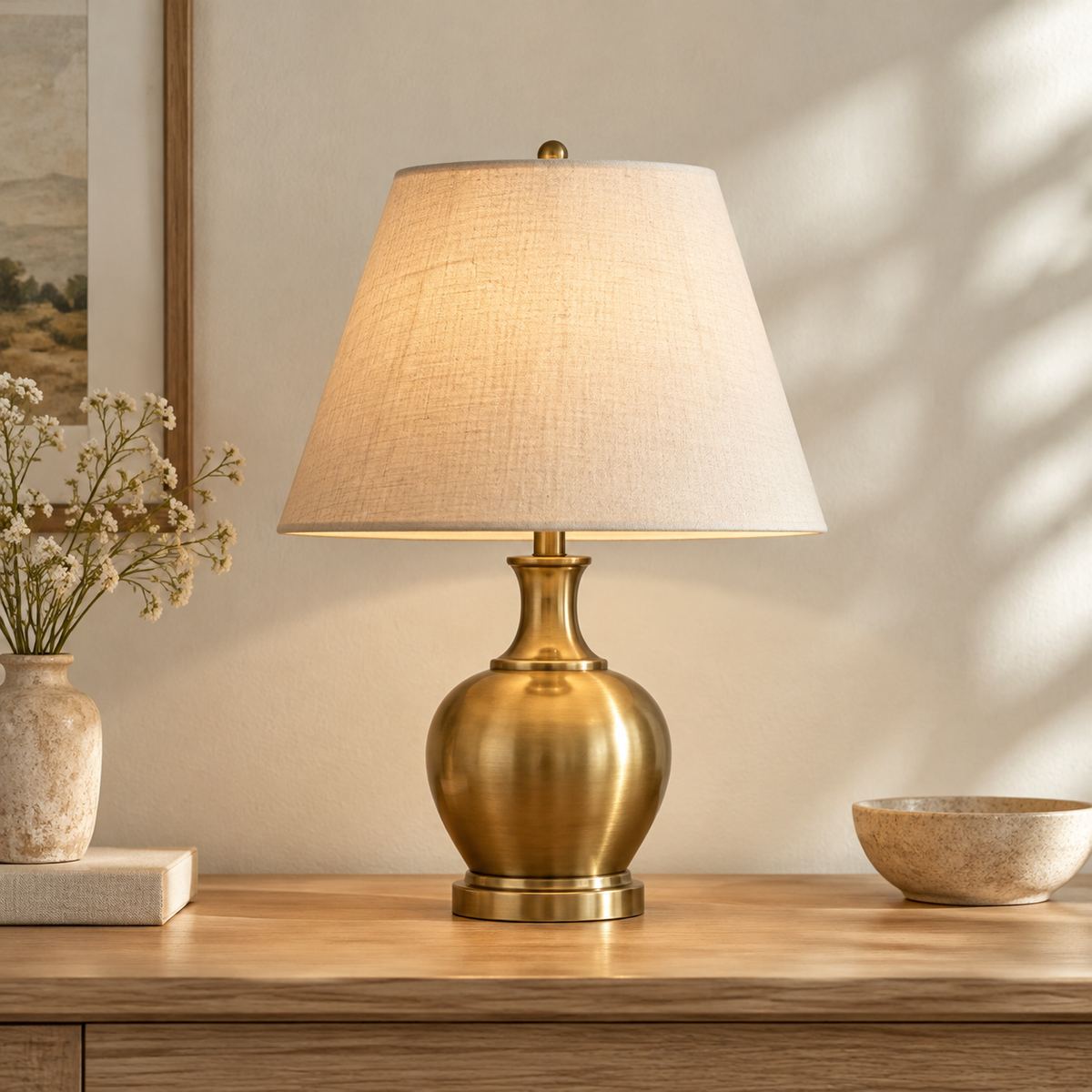 Lampe centrée sur le bureau