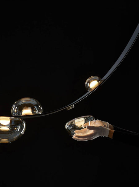 Lights of Scandinavia - Sash - Simple yet astonishing belt chandelier. Modern minimalistic design, 1.5mm stainless steel with a vacuum plated gold surface and polymer silicone lampshade. Long-life LED chip. Suitable for: Lobbies, bedrooms, living rooms, dining rooms, staircases, etc.