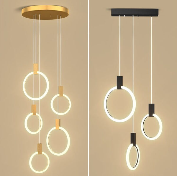 Lights of Scandinavia - Halo - Moderne hangende LED-trapkroonluchter. Perfect voor het creëren van sfeer in elke hoek of op de trap. Aluminium/acryl ringen. Specificaties: Lichtbron: LED-lampen. Type fitting: 2G11. Inclusief lampen: dimbaar. Schakeltype: AC, 110-240V. Belichtingsgebied: installatietype: semi-inbouw. Materiaal behuizing: acryl. Garantie: 2 jaar. Certificering: CCC, CE, CQC, FCC, GS, LVD, PSE, ROHS, SAA, UL.